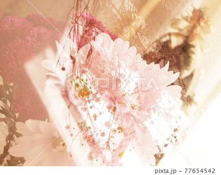花と鏡の幻想的な合成写真 77654542