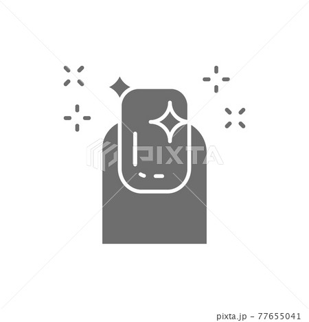 Glossy finish nail polish, manicure salon gray icon. 77655041