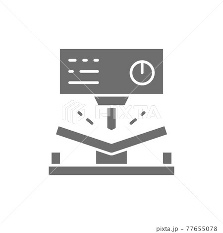 Metal bending machine, hydraulic CNC press machine gray icon. Metal bending machine, hydraulic CNC press machine gray icon. 77655078