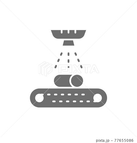 Cleaning and painting metals on conveyor belt, cooling gray icon. 77655086
