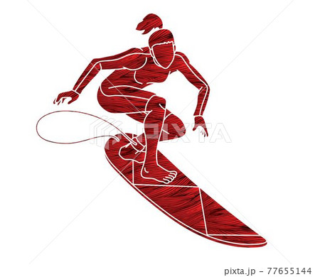 Woman Surfer Surfing Sport Action Cartoon Graphic Vector Woman Surfer Surfing Sport Action Cartoon Graphic Vector 77655144
