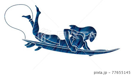 Woman Surfer Surfing Sport Action Cartoon Graphic Vector Woman Surfer Surfing Sport Action Cartoon Graphic Vector 77655145