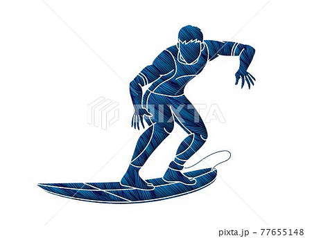 Man Surfer Surfing Sport Action Cartoon Graphic Vector 77655148