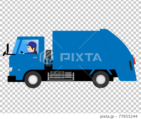 ごみ収集車を運転する女性作業員のイラスト素材