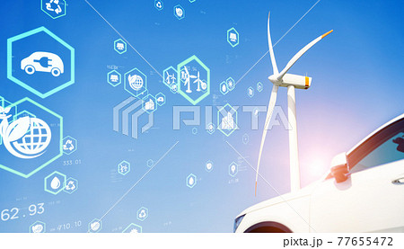 環境イメージ 電気自動車 風力発電 サステナブル SDGs 環境イメージ 電気自動車 風力発電 サステナブル SDGs 77655472
