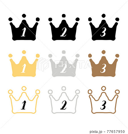 ランキングに使える王冠のベクターアイコンセットのイラスト素材