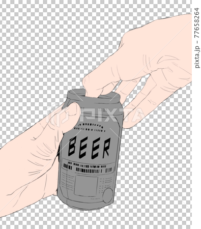 缶ビールを持つリアルな手のシンプルイラスト2のイラスト素材