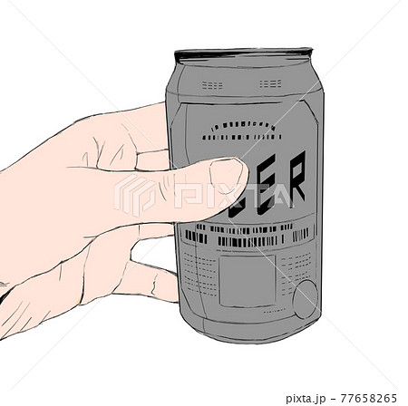 缶ビールを持つリアルな手のシンプルイラスト1 缶ビールを持つリアルな手のシンプルイラスト1 77658265