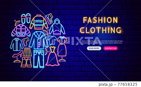 Fashion Clothing Neon Banner Design 77658325