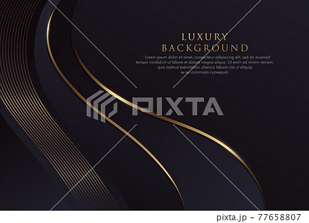 Abstract background with gold line wave, Luxury style. Curved wavy line, smooth stripe with glitter effect on dark background. Vector illustration design for presentation, banner, cover, web, flyer, Abstract background with gold line wave, Luxury style. Curved wavy line, smooth stripe with glitter effect on dark background. Vector illustration design for presentation, banner, cover, web, flyer, 77658807