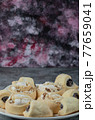 Butter cookies with sugar powder in a white ceramic plate 77659041