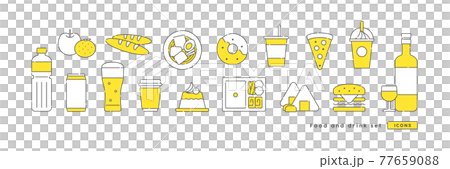 Cute icon set of food and drink. Vector illustration. 77659088