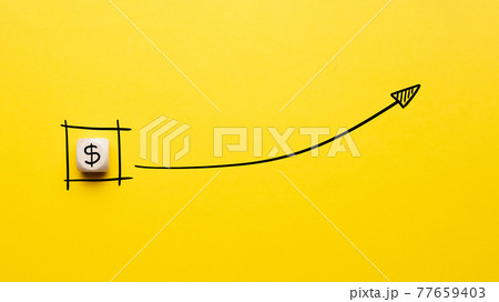 Dollar currency growth concept with drawn up arrow 77659403