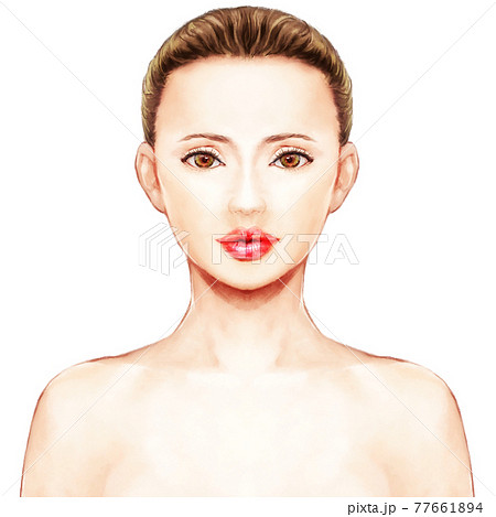 美しい女性の写実的なイラストのイラスト素材