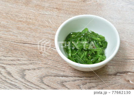 Chukka wakame or seaweed in sesame oil Japanese salad in cup Chukka wakame or seaweed in sesame oil Japanese salad in cup 77662130