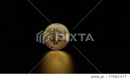Bitcoin coin and 100 dollar bill. Digital currency concept, bitcoin, American dollar banknote. 77662477