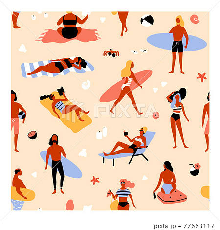 夏、透過、サーフィン、波、ウェーブ、ビーチ、海岸、海、水着、砂浜、パーティ、太陽、サン、マリン、休み 77663117
