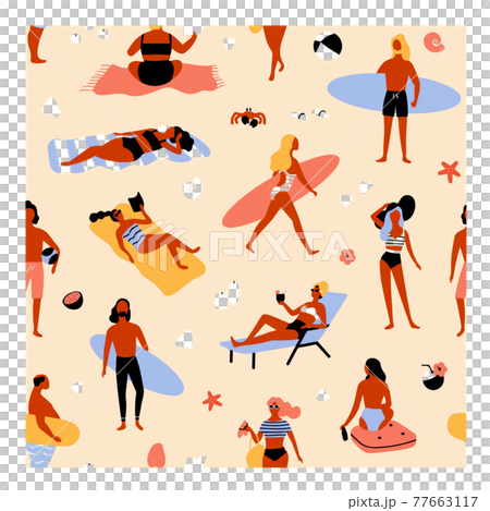夏、透過、サーフィン、波、ウェーブ、ビーチ、海岸、海、水着、砂浜、パーティ、太陽、サン、マリン、休み 77663117