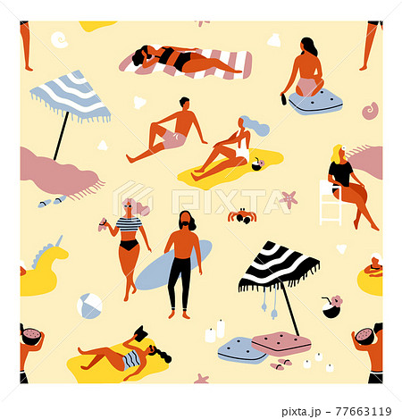 夏、透過、サーフィン、波、ウェーブ、ビーチ、海岸、海、水着、砂浜、パーティ、太陽、サン、マリン、休み 77663119