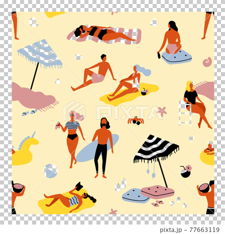 夏、透過、サーフィン、波、ウェーブ、ビーチ、海岸、海、水着、砂浜、パーティ、太陽、サン、マリン、休み 77663119