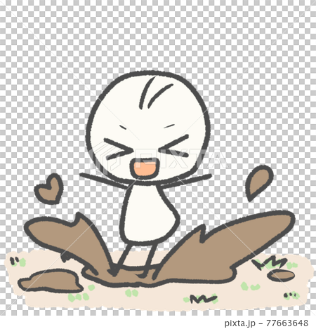 A stickman frolicking in a cute puddle like a picture book 77663648