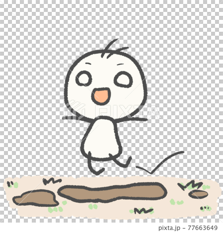 A stickman frolicking in a cute puddle like a picture book 77663649
