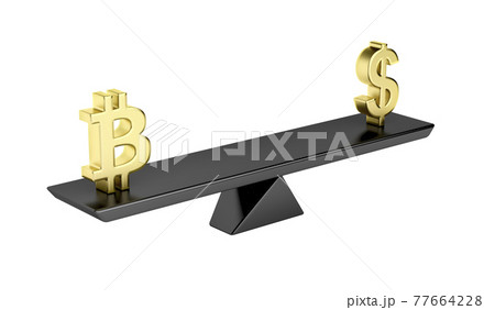 Bitcoin and US dollar on seesaw 77664228