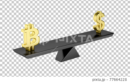 Bitcoin and US dollar on seesaw 77664228