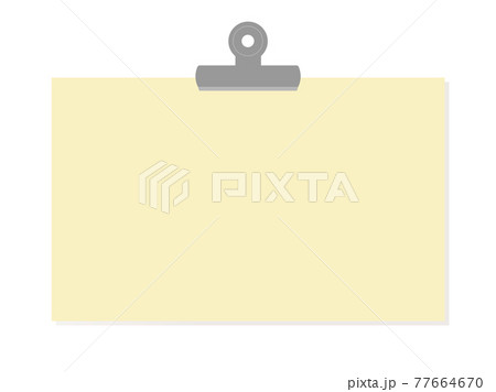 メモ用紙のフレーム素材 イラスト 目玉クリップ 横長バージョン のイラスト素材