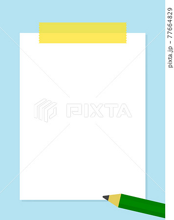 メモ用紙のフレーム素材 イラスト マスキングテープ 鉛筆付き 水色背景 縦長バージョン のイラスト素材 メモ用紙のフレーム素材 イラスト マスキングテープ 鉛筆付き 水色背景 縦長バージョン のイラスト素材