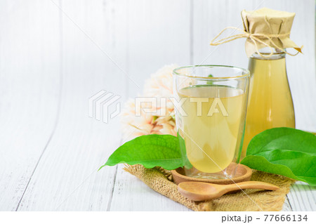 Kombucha tea with Tiliacora triandra or Bamboo grass leaf, 77666134
