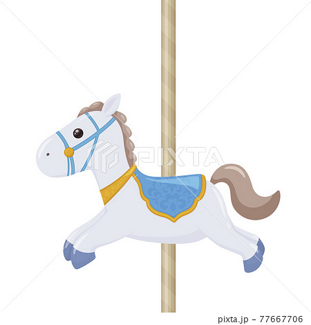 Merry Go Round Horse Illustration Blue Stock Illustration