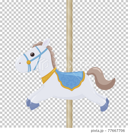 Merry-go-round horse illustration_blue 77667706
