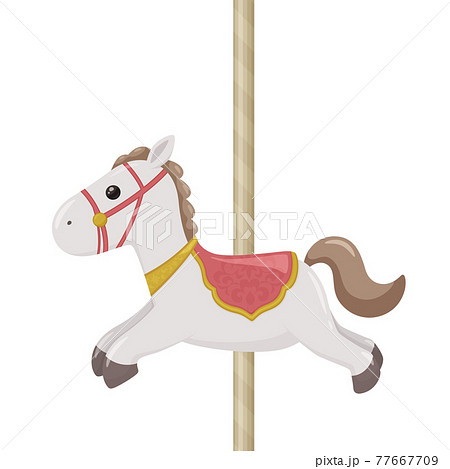 Merry Go Round Horse Illustration Pink Stock Illustration