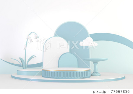 Cyan pedestal design for product show, 3D rendering 77667856
