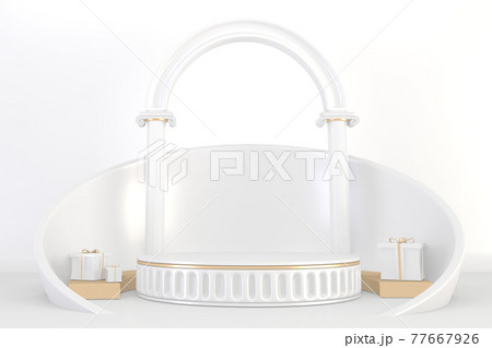 Roman podium white for cosmetic product on background granite white. 3d rendering Roman podium white for cosmetic product on background granite white. 3d rendering 77667926