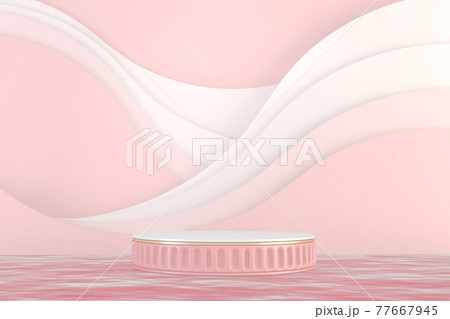 Minimal pink pedestal design for product show, 3D rendering 77667945