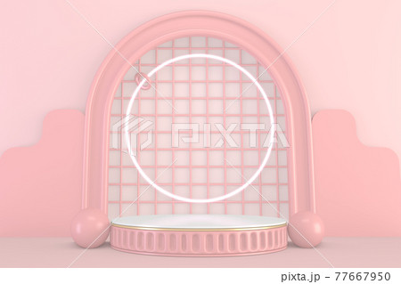 Minimal pink pedestal design for product show, 3D rendering Minimal pink pedestal design for product show, 3D rendering 77667950