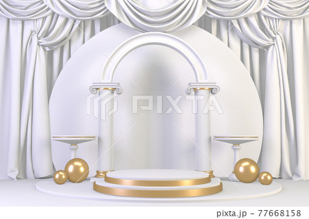 Roman podium  white for cosmetic product on background granite white. 3d rendering 77668158