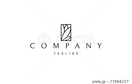 Vector logo on which an abstract image of leaves in a rectangle in a linear style. 77668257