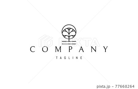 Vector logo on which an abstract image of a tree and moon from above. 77668264