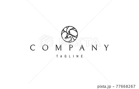 Vector logo on which an abstract image of a deer head in a linear style in a circle. 77668267