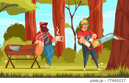 Lumberjack Cartoon Composition 77669227