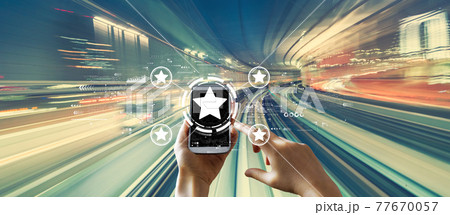 Rating star concept with high speed motion blur 77670057