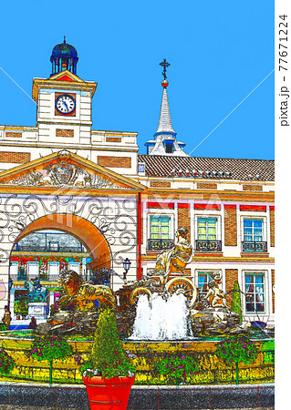 Shima Spain Village Parque Espana Spring Stock Illustration