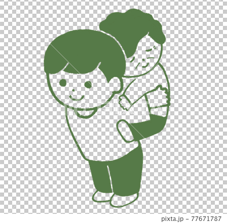 おばあさんを背負う人　男性 77671787
