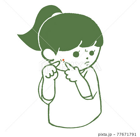 ニキビを潰す人 女性のイラスト素材 ニキビを潰す人 女性のイラスト素材