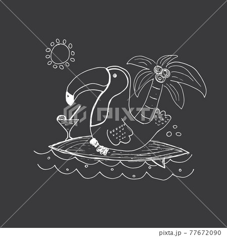 Cute Toucan on surfboard Cartoon Animal baby and children print design Vector Illustration Cute Toucan on surfboard Cartoon Animal baby and children print design Vector Illustration 77672090