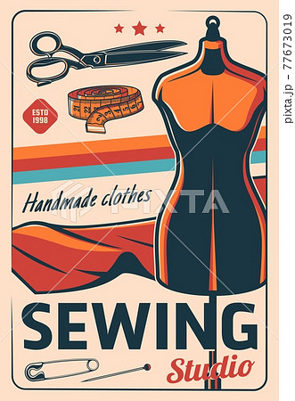Tailor shop and dressmaking atelier studio poster Tailor shop and dressmaking atelier studio poster 77673019