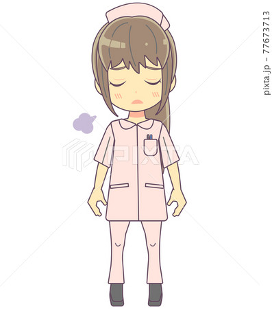 溜息をつく看護師女性のイラスト素材 溜息をつく看護師女性のイラスト素材 77673713
